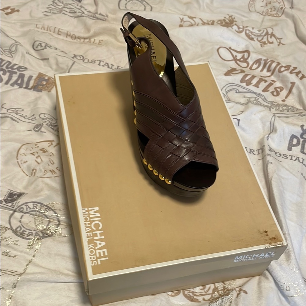 Michael Kors Brown Wedge Sandals